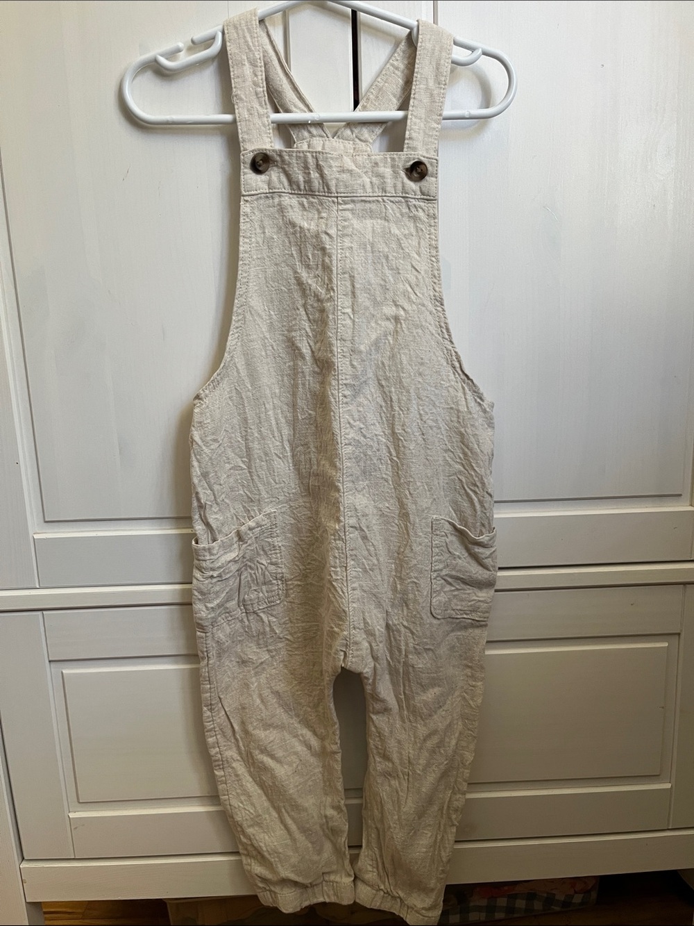 H&M Cream Linen-Blend Overalls 2T